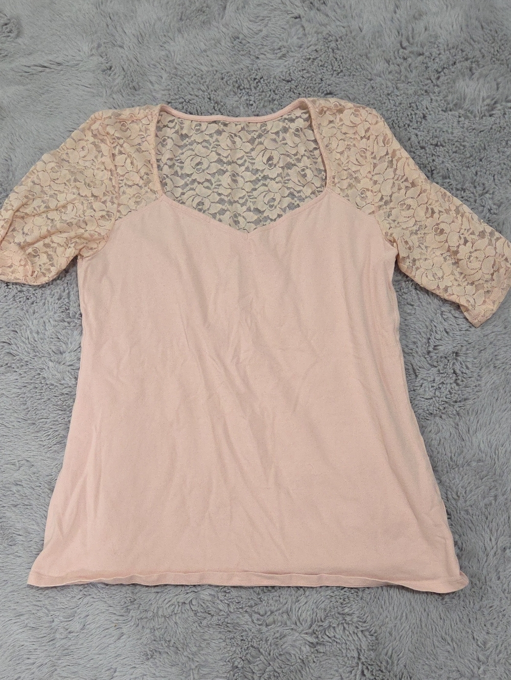 Torrid Women's Lace Sleeve Scoop Neck Top - Blush Pink